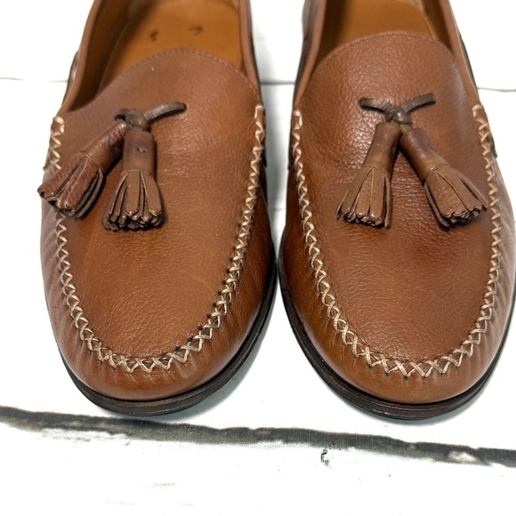 Vintage Salvatore Ferragamo Shoes Men\'s 9D Brown Tassel Loafers Pebbled Leather main image 11